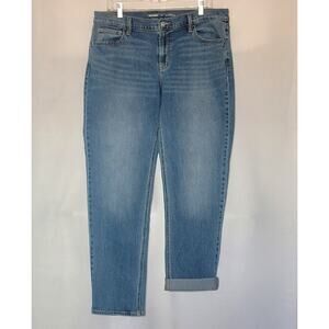 Womens Old Navy Wow Boyfriend Straight Ankle Medium Wash Blue Denim Jeans Sz: 12